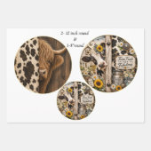 12" Runde Farm Rustic Kuh Kalb Fuchs Strauß Land Geschenkpapier Set (Vorderseite)