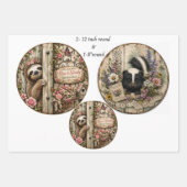 12" Runde Safari Leopard Giraffe Panda Faultier St Geschenkpapier Set (Vorderseite 3)