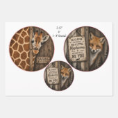 12" Runden Tier-Zitate Zebra Bär Giraffe Fuchs Geschenkpapier Set (Vorderseite 2)