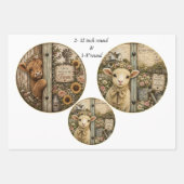 12" Rustikale Scheunenkatze Ziege Lamm Kalb Decoup Geschenkpapier Set (Vorderseite 3)