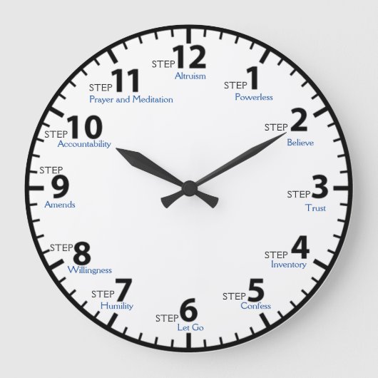 12 Schritt 12 Erholung Sobriety Sober Clean Große Wanduhr (Vorderseite)