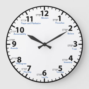 12 Schritt 12 Schritte Genesung Nüchternheit Nücht Große Wanduhr