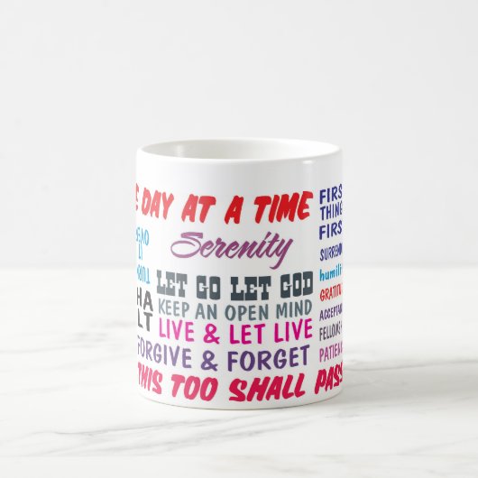 12 Schritt-Erholungsslogans Kaffeetasse (Mittel)