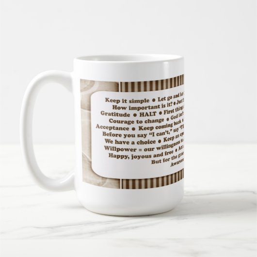 12 Schritt-Slogan-Tasse Kaffeetasse (Links)