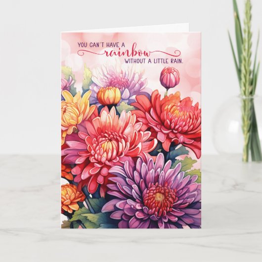 12-Schritte-Ermutigung Regenbogen-Chrysanthemen Karte (Vorderseite)