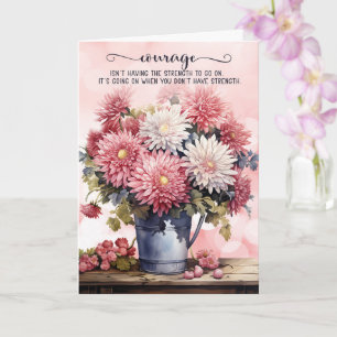 12-Schritte-Ermutigung Rosa Chrysanthemen Karte