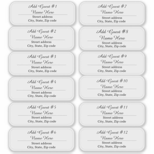 12 Script Guest Names Clear Address Labels (Vorderseite)