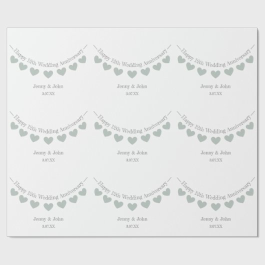 12. Seidenhochzeitgeschenk Geschenkpapier (Flach)