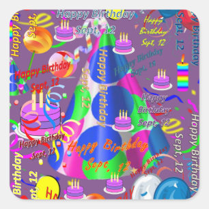 12. Sept Kindergeburtstag-Aufkleber Quadratischer Aufkleber