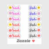 12 Set "Small Whimsical Daisy Name Labels" Aufkleber (Blatt)