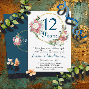 12. Silk Wedding Anniversary Rose Gold Frame Einladung
