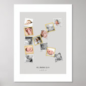 12 Snapshot Foto Collage Baby's Name Monogram K Foliendrucke (Vorderseite)