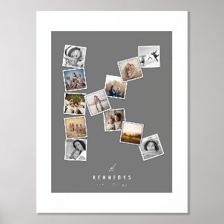 12 Snapshot Foto Collage Family Name Monogram K Foliendrucke