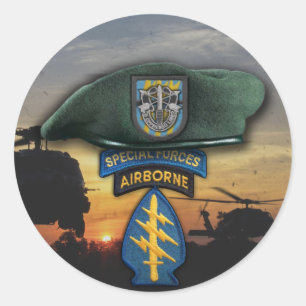 12. Sondereinheiten sf Grüne Berets Veteranen Runder Aufkleber