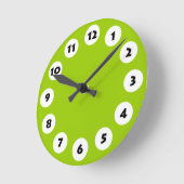 12 Spots - Black with White on Martian Green Runde Wanduhr (Winkel)