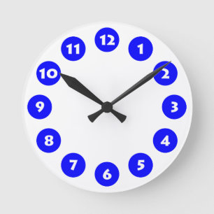 12 Spots - Blau und Weiß Runde Wanduhr