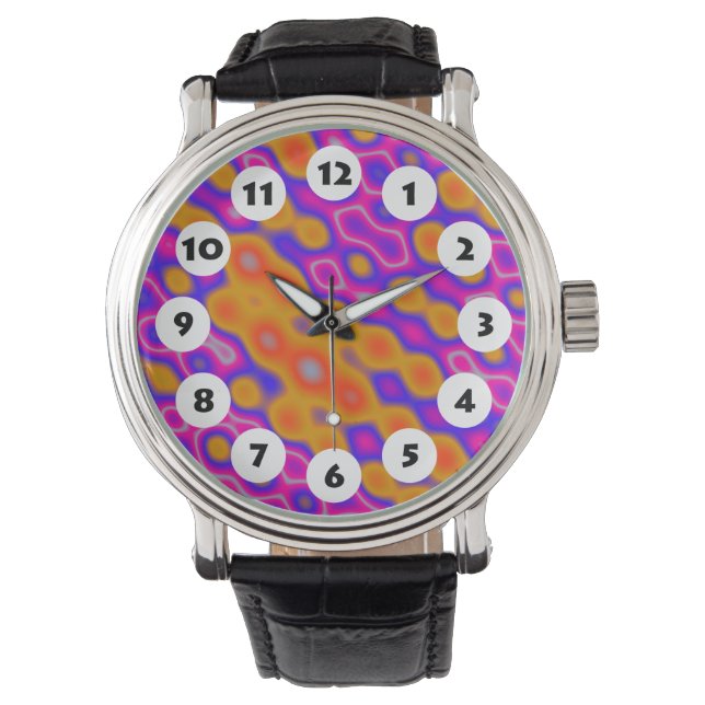 12 Spots - farbenfroh Abstrakt Armbanduhr (Vorderseite)