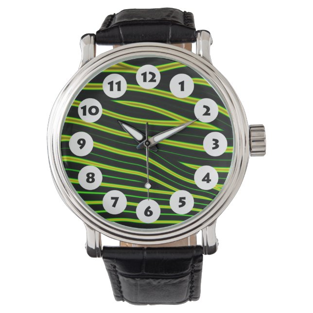 12 Spots - Grüne Wellen Armbanduhr (Vorderseite)