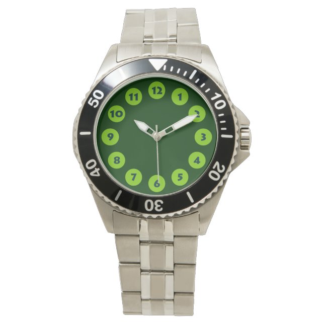 12 Spots - Mars Green mit dunkelgrün Armbanduhr (Vorderseite)