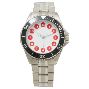 12 Spots - Rot auf Weiß Armbanduhr