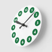 12 Spots - Weiß mit Forest Green auf Weiß Runde Wanduhr (Winkel)