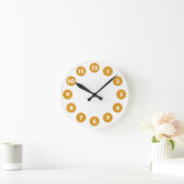 12 Spots - Whote with Golden on White Runde Wanduhr (Zuhause)
