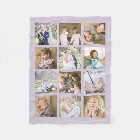12 Square Foto Collage bearbeitbare Farbe Fleecedecke (Vorderseite)