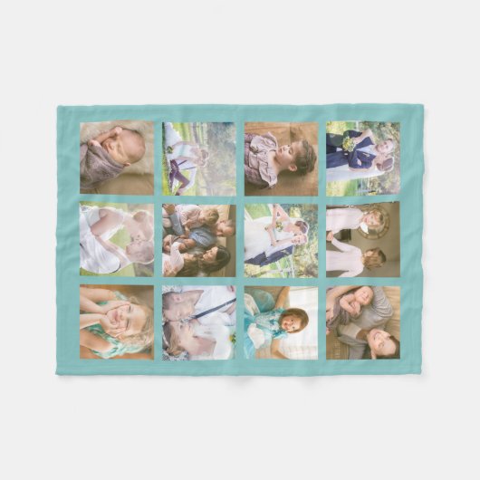 12 Square Foto Collage bearbeitbare Farbe Fleecedecke (Vorderseite (Horizontal))