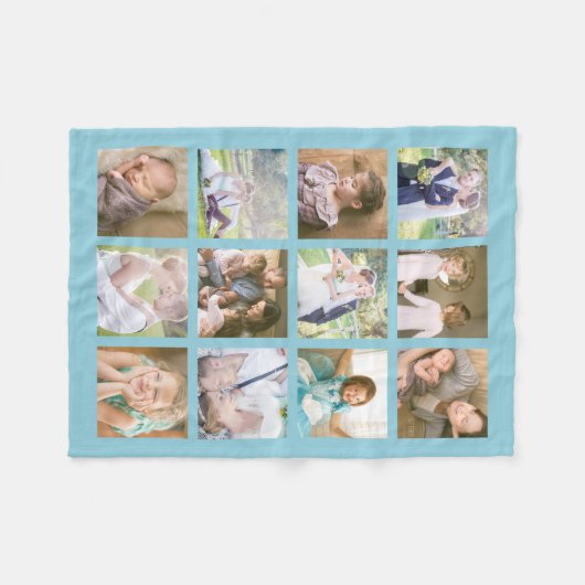 12 Square Foto Collage bearbeitbare Farbe Fleecedecke (Vorderseite (Horizontal))