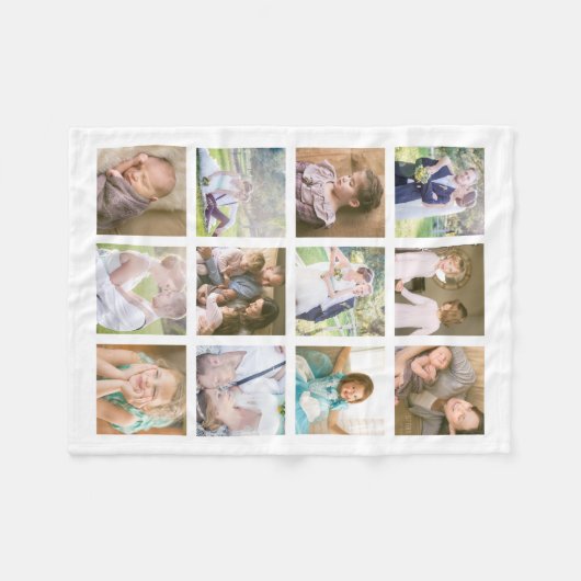 12 Square Foto Collage bearbeitbare Farbe Fleecedecke (Vorderseite (Horizontal))
