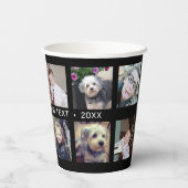 12 Square Foto Collage Grid Event oder Familiennam Pappbecher (Rückseite)