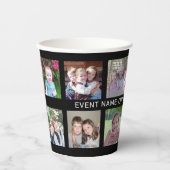 12 Square Foto Collage Grid Event oder Familiennam Pappbecher (Vorderseite)
