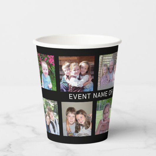 12 Square Foto Collage Grid Event oder Familiennam Pappbecher (Vorderseite)