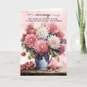 12 Step Encouragement Pink Chrysanthemums Karte (Vorderseite)