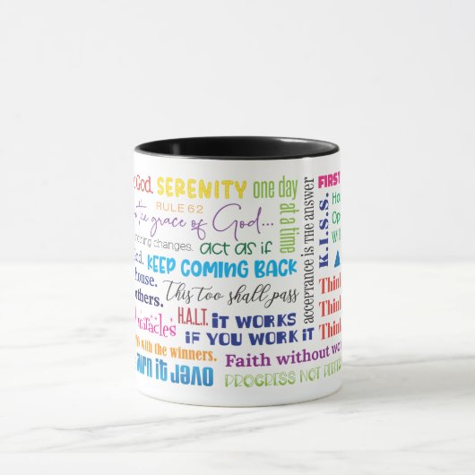 12 Step Erholung Slogans Tasse (Zentrum)