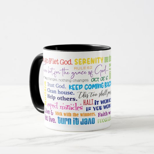 12 Step Erholung Slogans Tasse (Vorderseite Links)