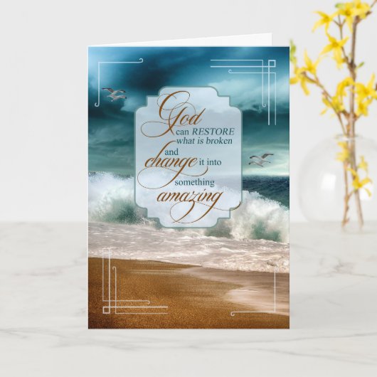 12 Step Recovery Encouragement Ocean Waves Karte (Gelbe Blume)