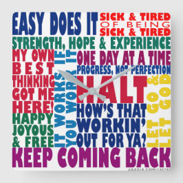 12 Step Slogans Quadratische Wanduhr