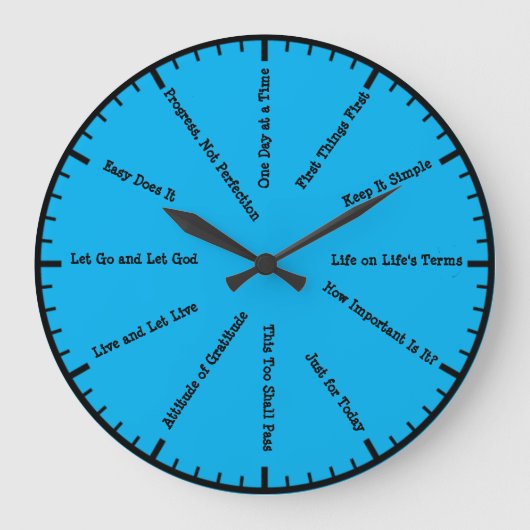 12 Step Sobriety Alcoholics Blue Wall Clock Große Wanduhr (Vorderseite)
