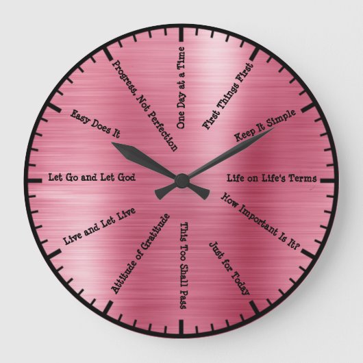 12 Step Sobriety Alcoholics Pink Wall Clock Große Wanduhr (Vorderseite)