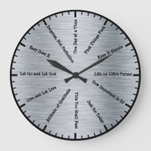 12 Step Sobriety Clean & Sober Slogans Slvr Clock Große Wanduhr