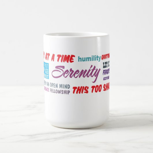 12 Stufen Erholung Slogans Kaffee Tasse 24 (Mittel)