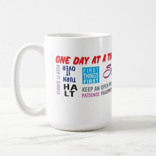 12 Stufen Erholung Slogans Kaffee Tasse 24 (Links)