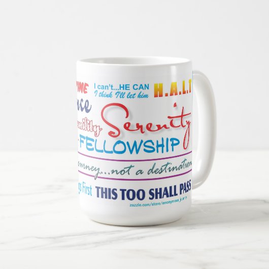 12-Stufen-Slogans Tasse 25z (VorderseiteRechts)