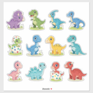 12 süße bunte Dino-Vinyl-Aufkleber Aufkleber