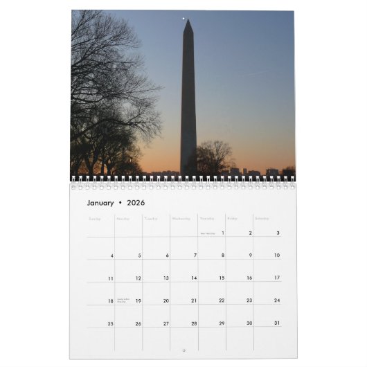 12 Szenen aus Washington DC Kalender (Jan 2026)