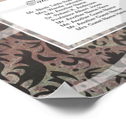 12 Tabelle 80 bis 120 Gästekarte für Hochzeiten Poster (Ecke)