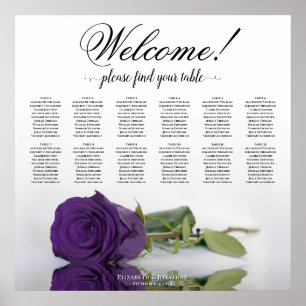12 Tabelle Elegante Royal Lila Rose Seating Chart Poster