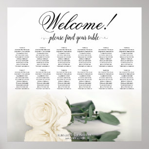 12 Tabelle Elegante White Rose Hochzeitstabelle Poster