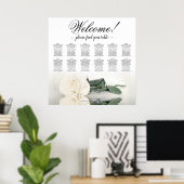 12 Tabelle Elegante White Rose Hochzeitstabelle Poster (Heimbüro)